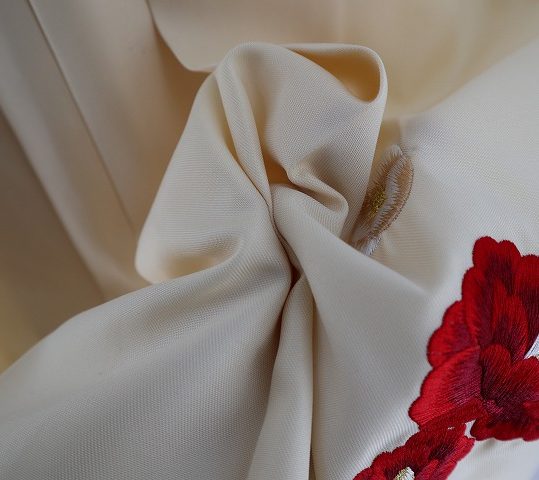 卒業式袴単品レンタル[刺繍]クリーム色に椿刺繍[身長153-157cm]No.828